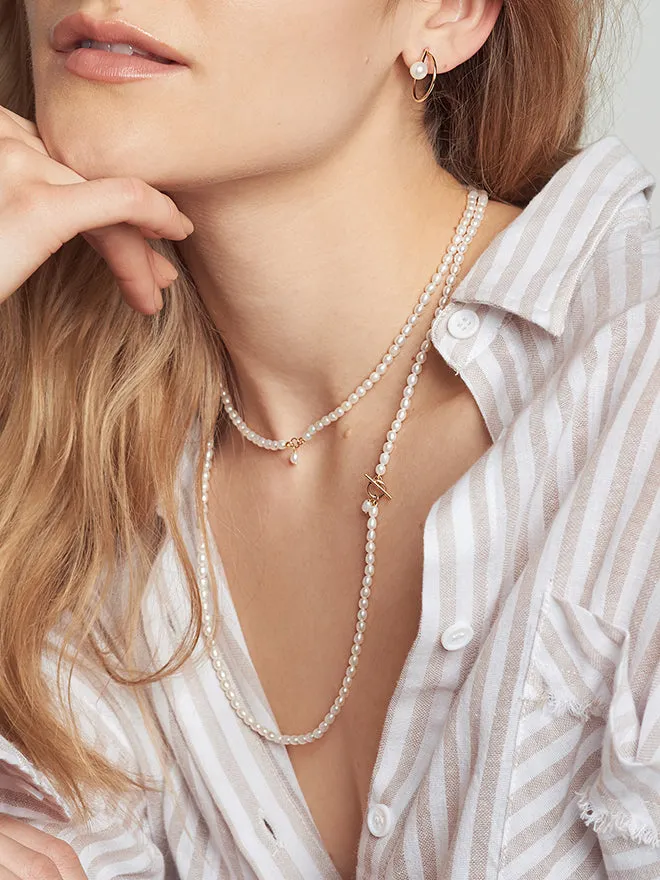 40" Petite Oval Pearl Toggle Necklace sold by POPPY FINCH product image thumbnail 3