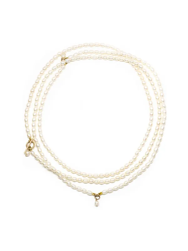 40" Petite Oval Pearl Toggle Necklace sold by POPPY FINCH