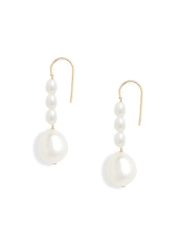 Short Baroque Pearl Linear Earrings sold by POPPY FINCH