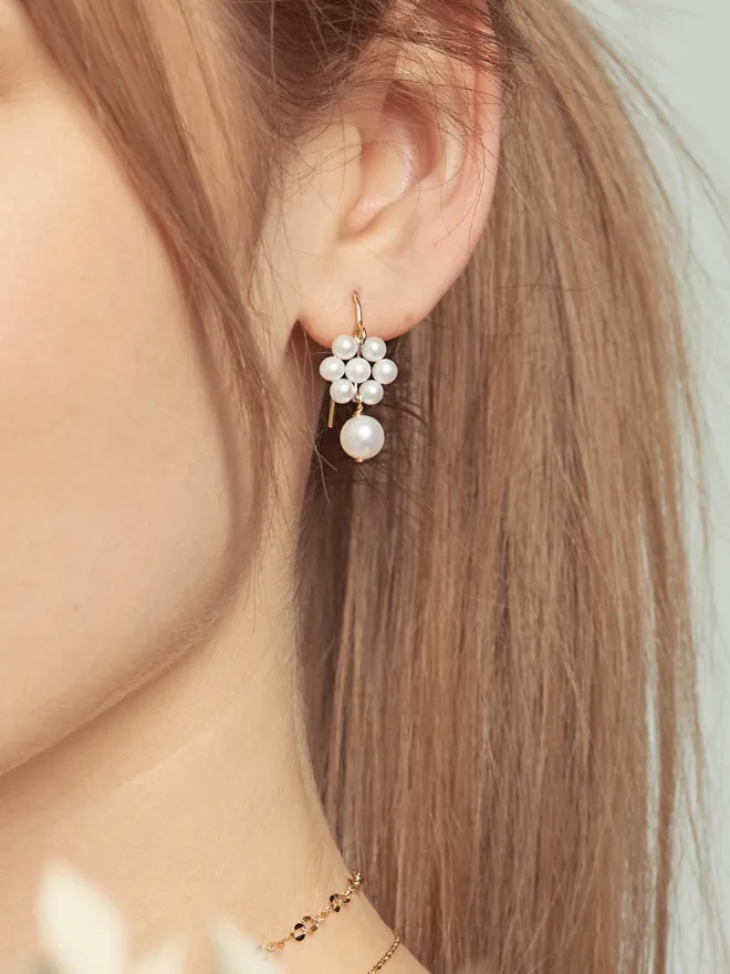 Flower Pearl Dangle Earrings sold by POPPY FINCH product image thumbnail 2