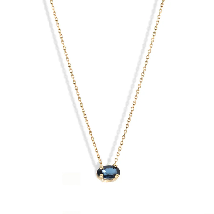 Oval Blue Sapphire Necklace sold by POPPY FINCH