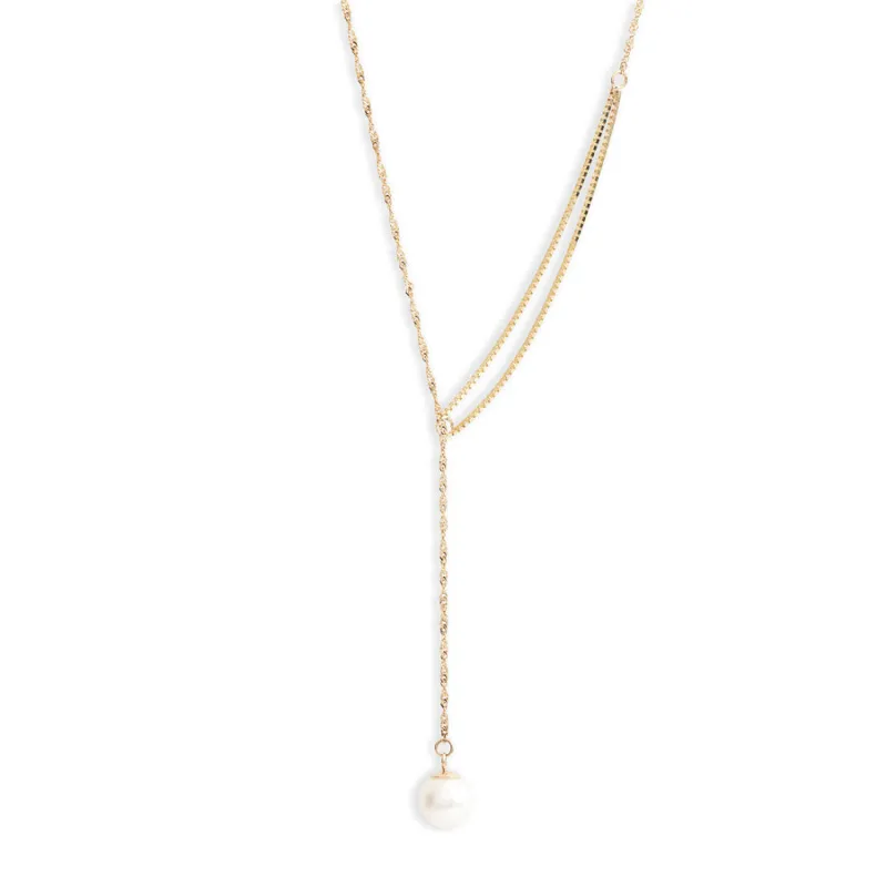 Shimmer Pearl Pull Through Necklace sold by POPPY FINCH