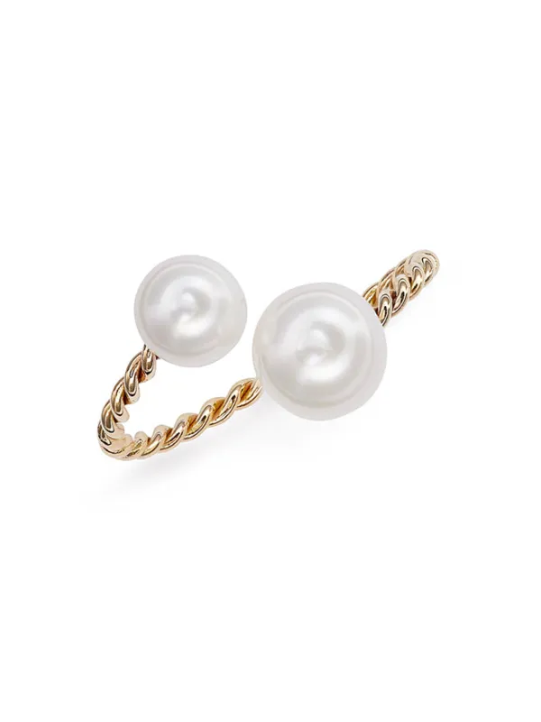 Twisted Double Pearl Open Ring sold by POPPY FINCH