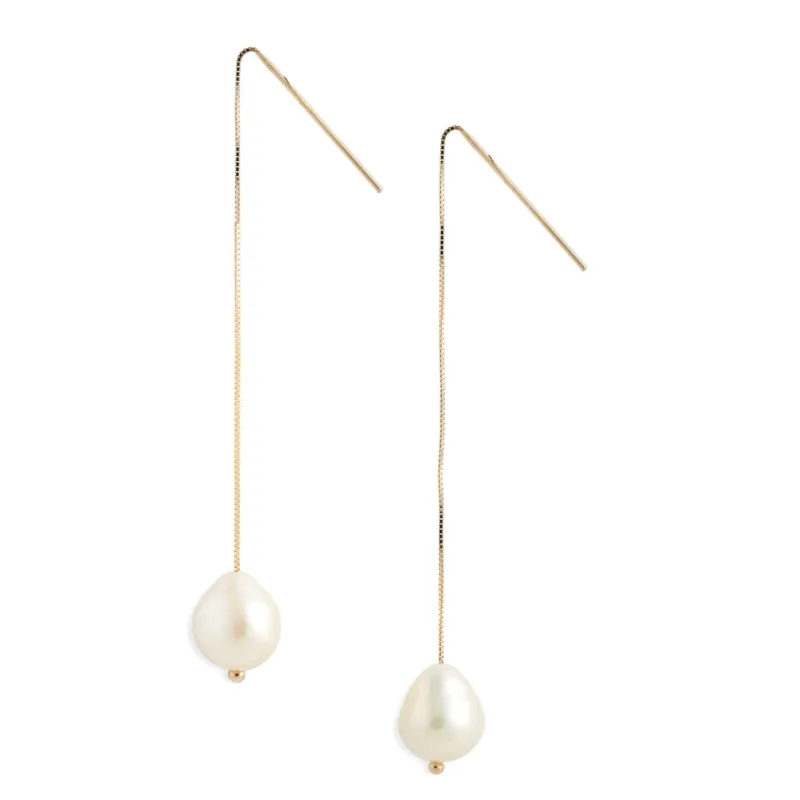 Baroque Pearl Threader Earrings sold by POPPY FINCH