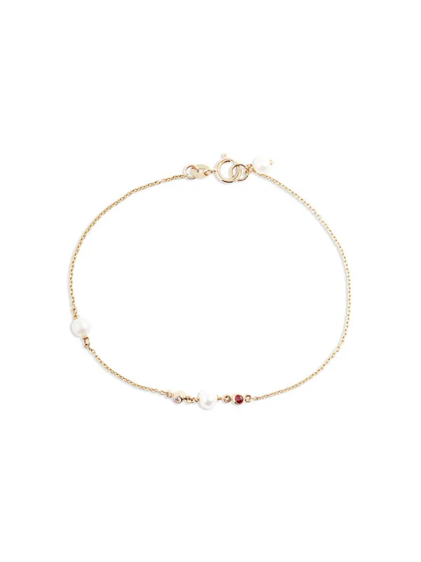 Ruby Pearl Diamond Bracelet sold by POPPY FINCH