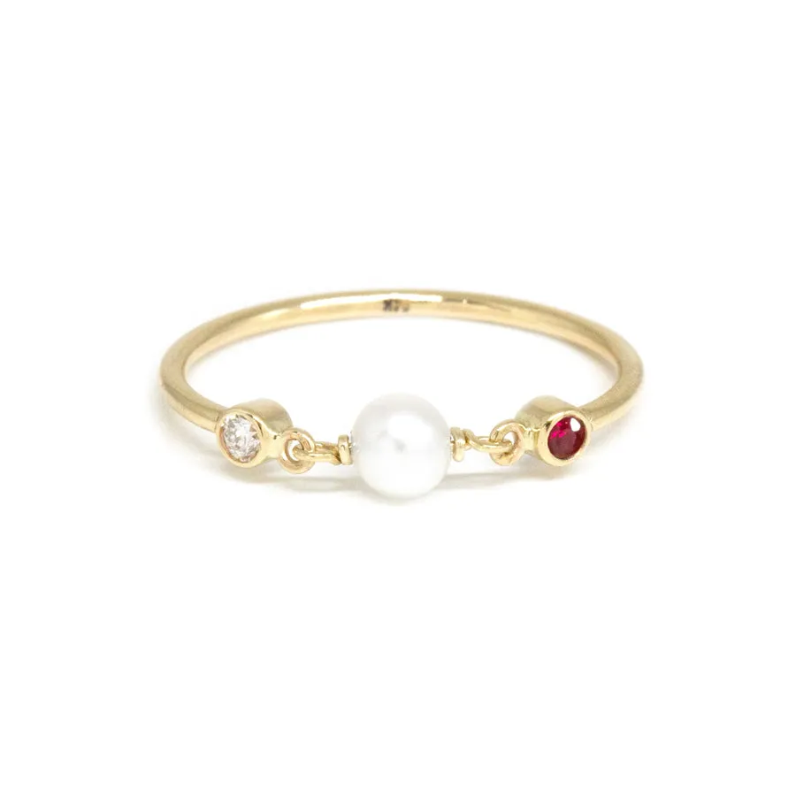 Ruby Pearl Diamond Ring sold by POPPY FINCH product image thumbnail 3