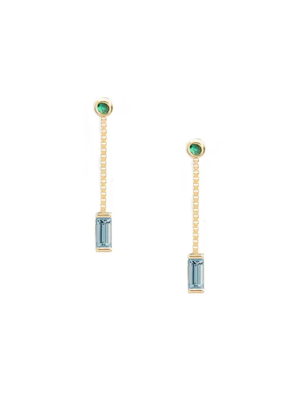 Emerald Aquamarine Dangle Earrings sold by POPPY FINCH