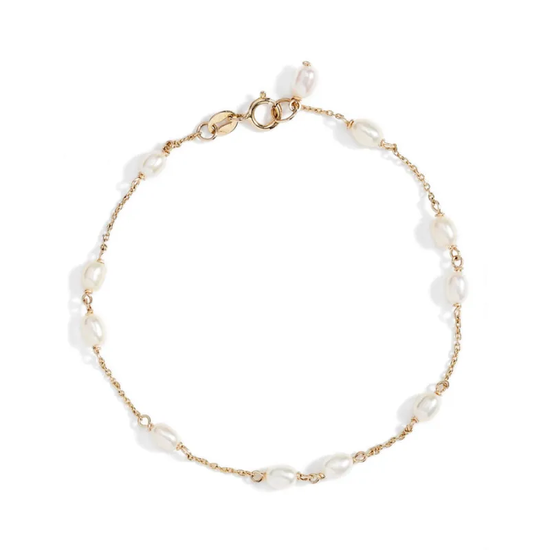 Spaced Petite Oval Pearl Bracelet sold by POPPY FINCH
