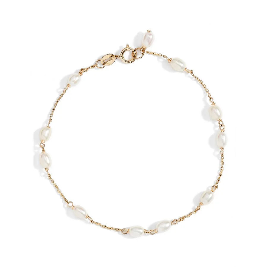 Spaced Petite Oval Pearl Bracelet sold by POPPY FINCH