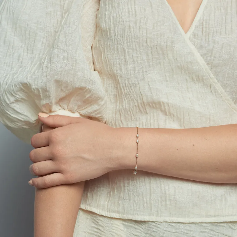 Spaced Petite Oval Pearl Bracelet sold by POPPY FINCH product image thumbnail 2