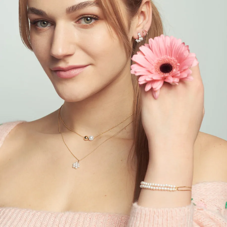 Double Box Chain Pearl Bracelet sold by POPPY FINCH product image thumbnail 4