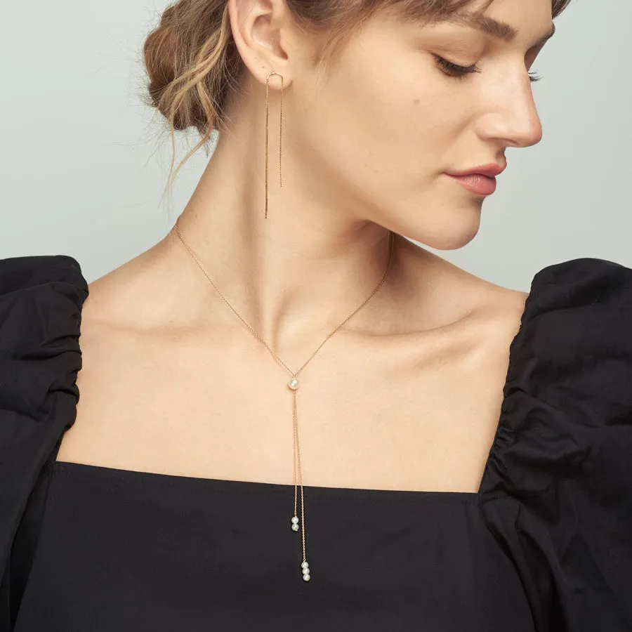 Pearl Dangle Double Lariat Necklace sold by POPPY FINCH product image thumbnail 2