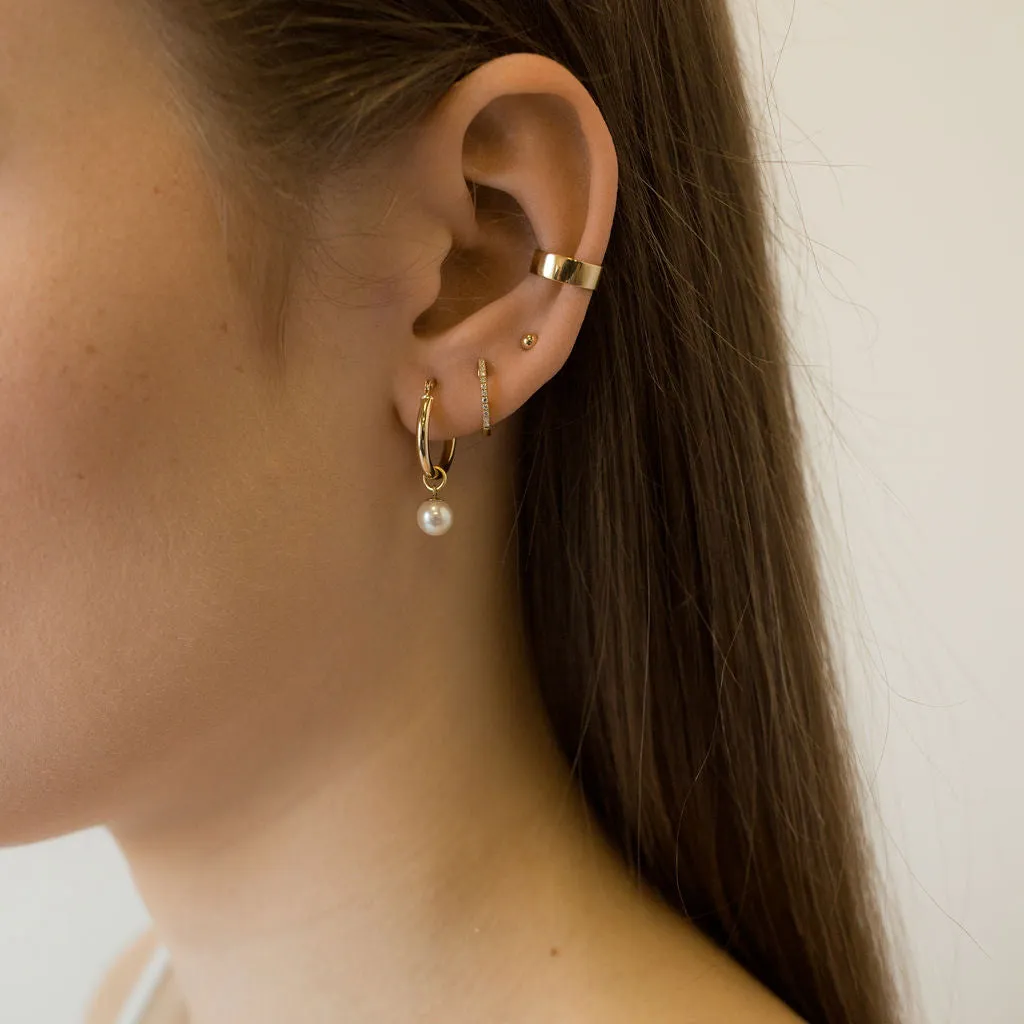 Small Gold Hoop Pearl Earrings sold by POPPY FINCH product image thumbnail 2