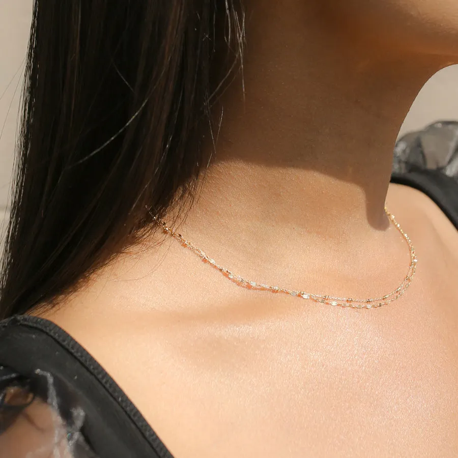 18K Shimmer Beaded Duo Necklace sold by POPPY FINCH product image thumbnail 3