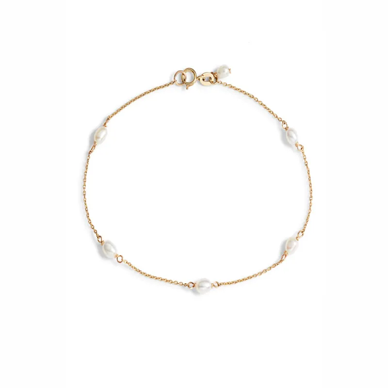 Petite Oval Pearl Chain Bracelet sold by POPPY FINCH
