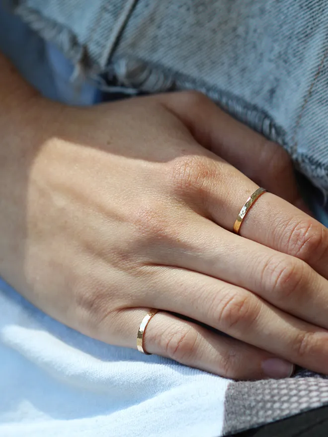 2mm Hammered Gold Ring sold by POPPY FINCH product image thumbnail 2