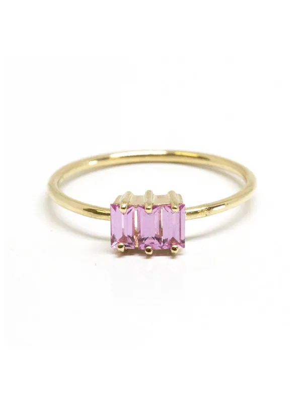 Triple Baguette Pink Sapphire Ring sold by POPPY FINCH