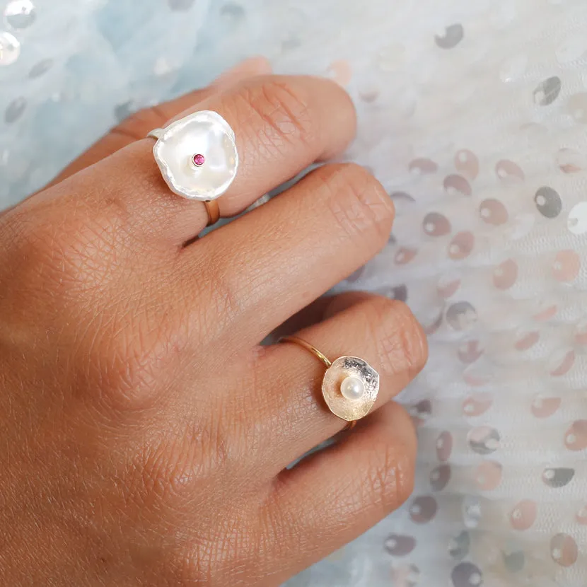 Petal Pearl Ruby Ring sold by POPPY FINCH product image thumbnail 2