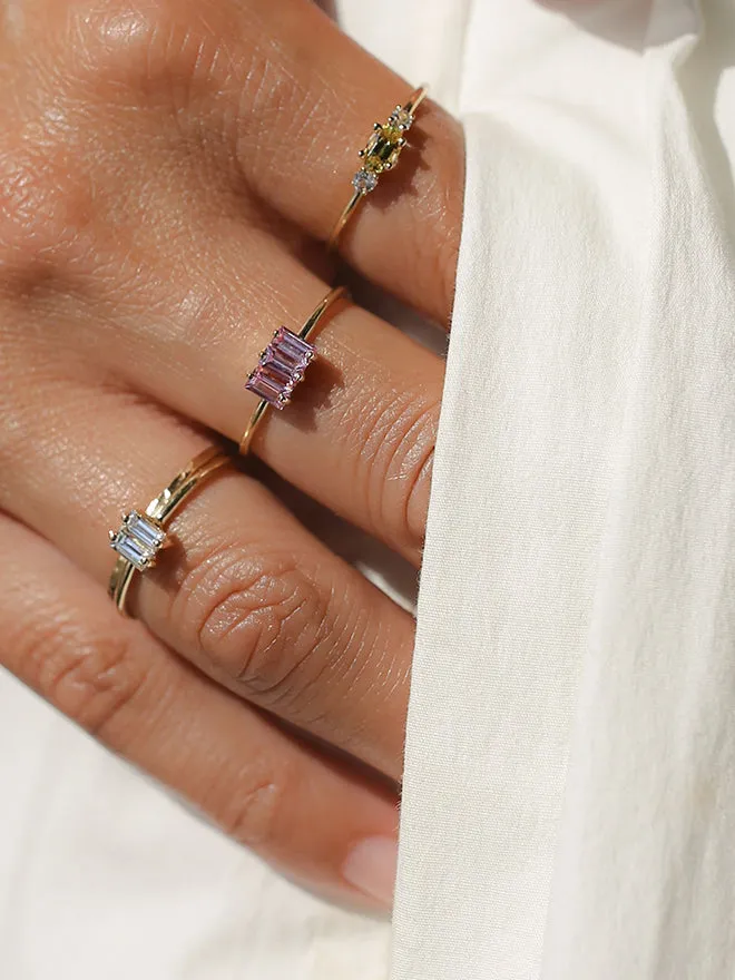 Double Baguette White Sapphire Ring sold by POPPY FINCH product image thumbnail 2