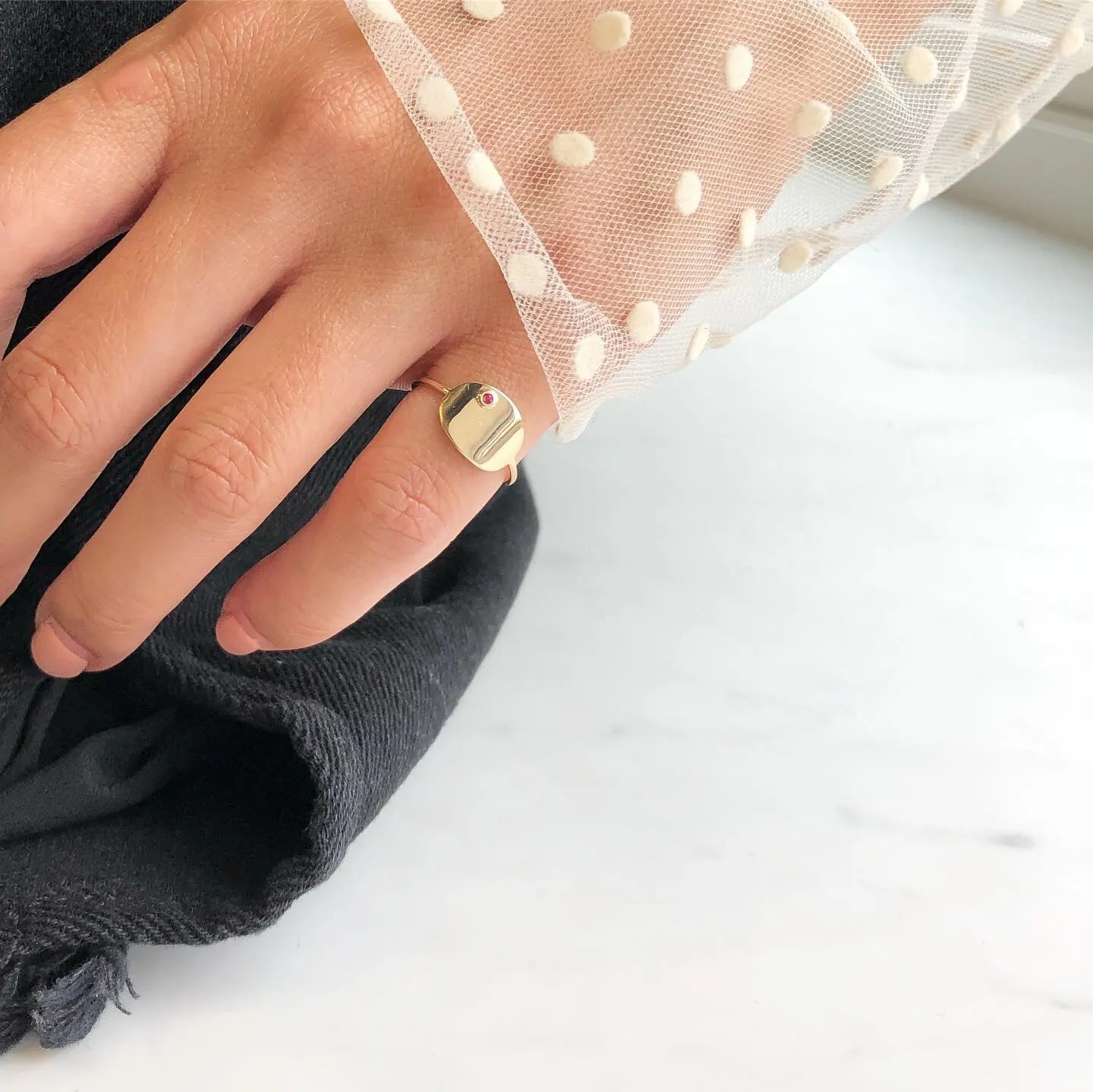 Oval Ruby Signet Ring sold by POPPY FINCH product image thumbnail 3