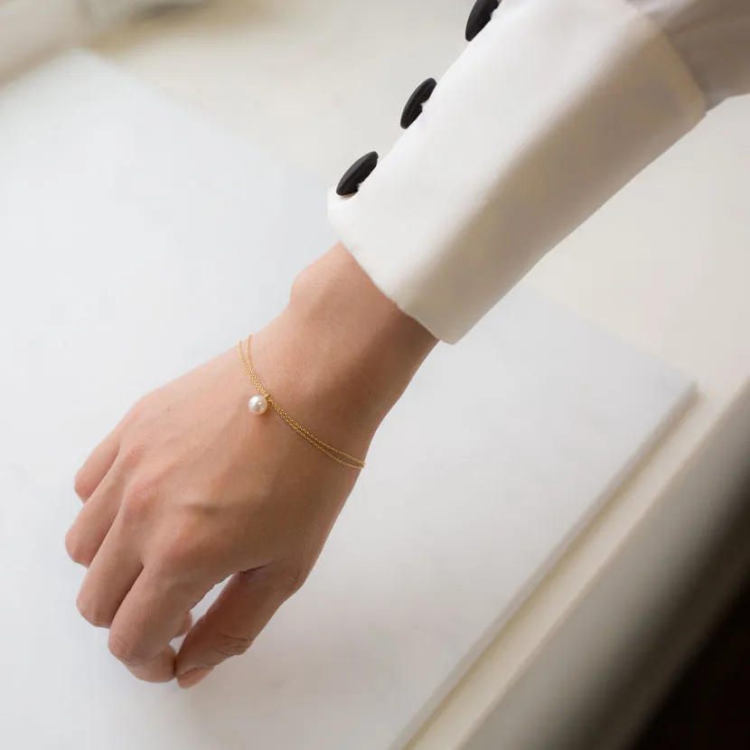 Double Chain Pearl Drop Bracelet sold by POPPY FINCH product image thumbnail 2