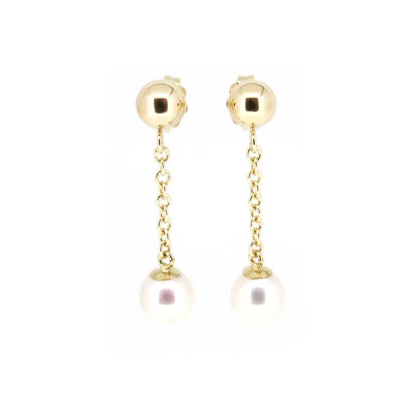 Gold Ball Pearl Linear Earrings sold by POPPY FINCH product image thumbnail 2