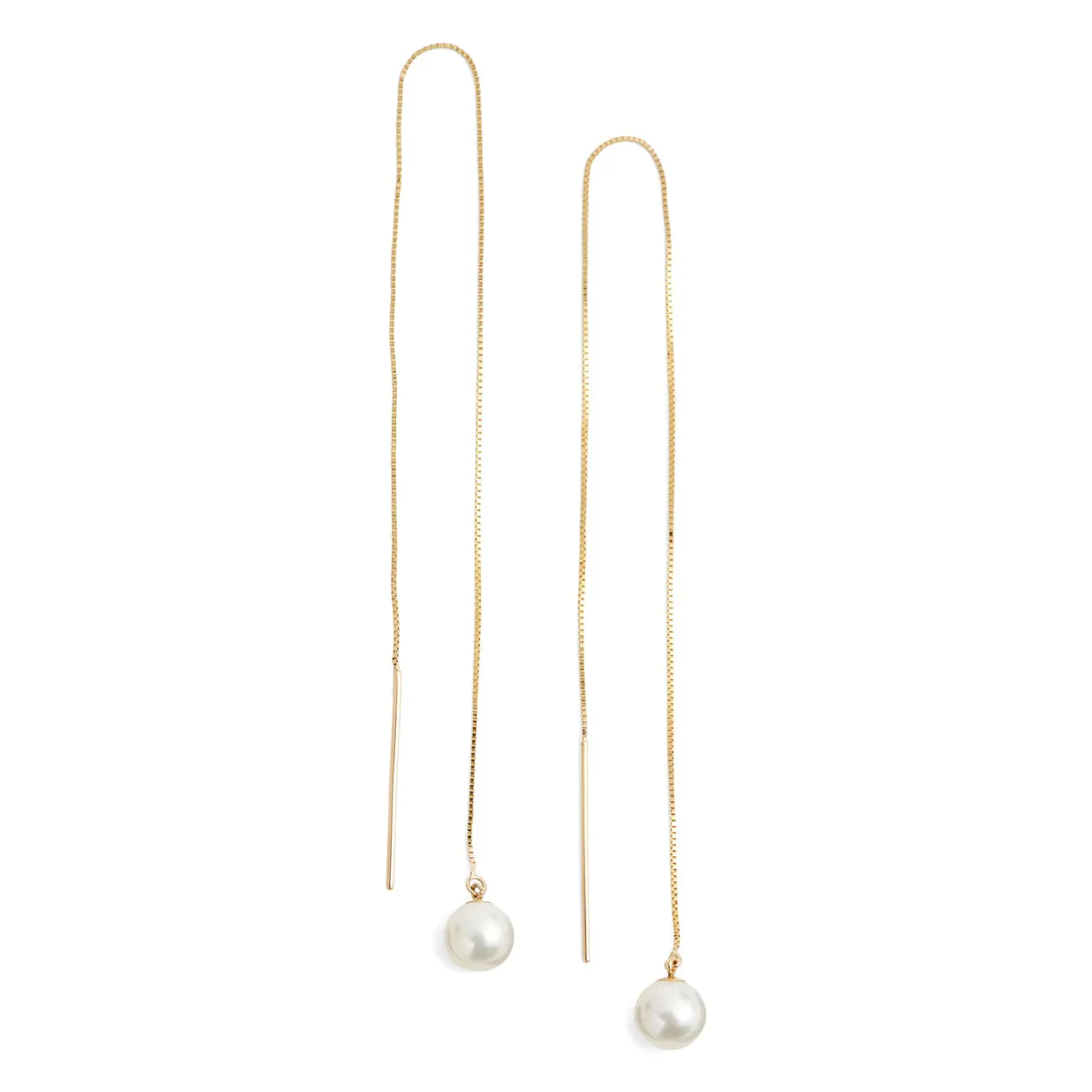 Long Pearl Threader Earrings sold by POPPY FINCH