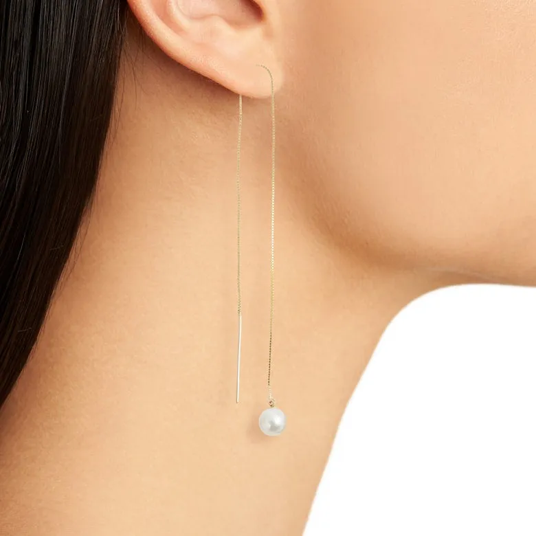 Long Pearl Threader Earrings sold by POPPY FINCH product image thumbnail 2