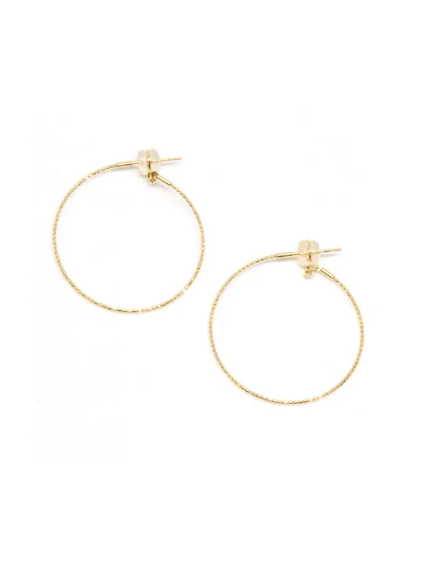 18K Medium Skinny Beaded Hoop Earrings sold by POPPY FINCH
