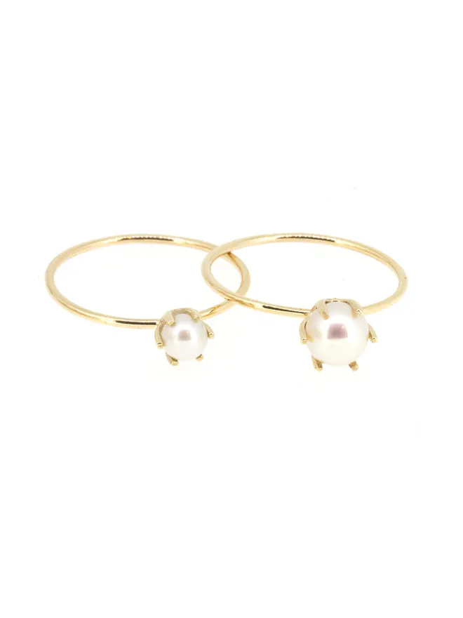 Pearl Solitaire Ring sold by POPPY FINCH product image thumbnail 2