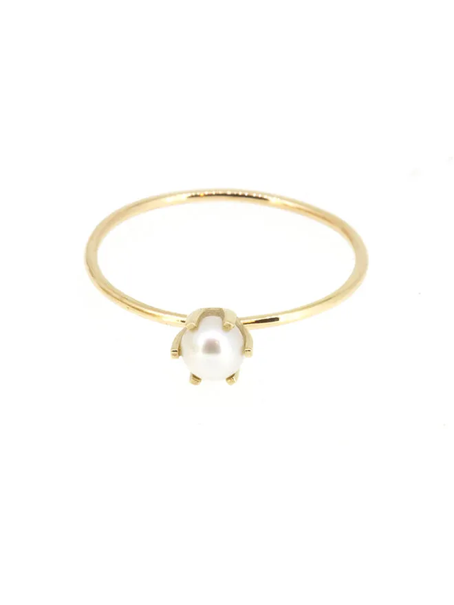 Pearl Solitaire Ring sold by POPPY FINCH product image thumbnail 3