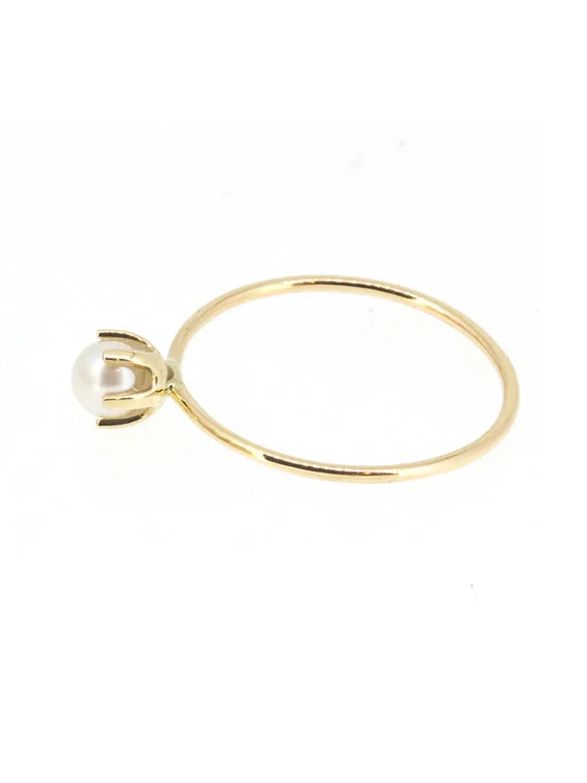 Pearl Solitaire Ring sold by POPPY FINCH product image thumbnail 4