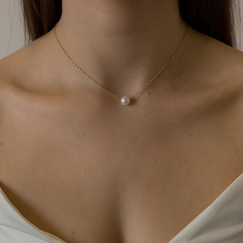 Pearl Solitaire Necklace sold by POPPY FINCH product image thumbnail 2