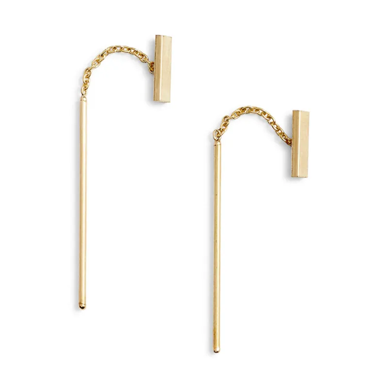 Tiny Gold Bar Threader Earrings sold by POPPY FINCH