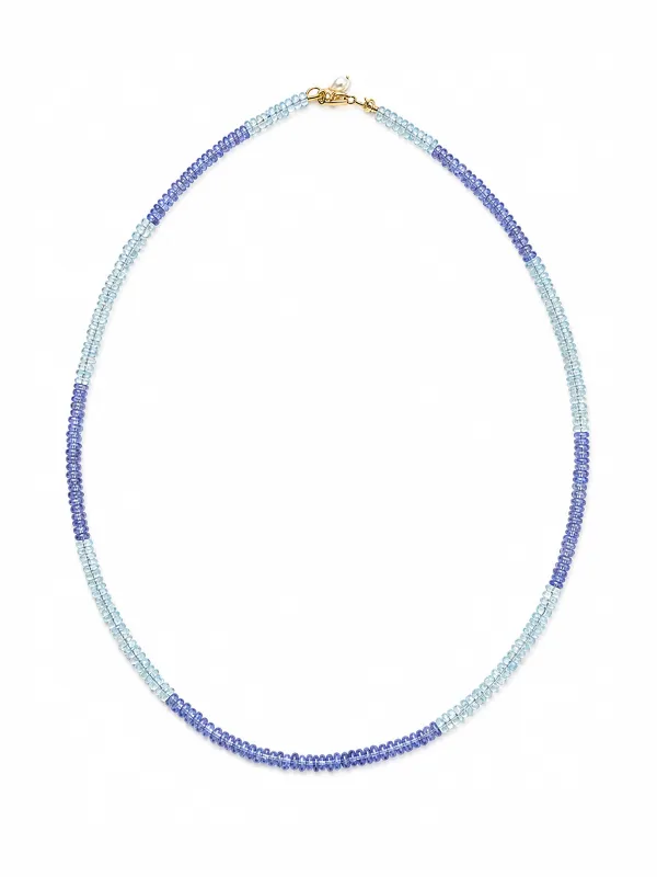 Aquamarine Tanzanite Beaded Necklace made by POPPY FINCH