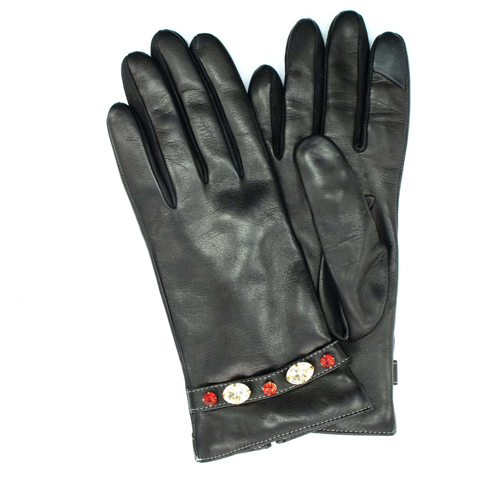 TECH LEATHER GLOVES WITH STONES sold by Portolano product image thumbnail 2