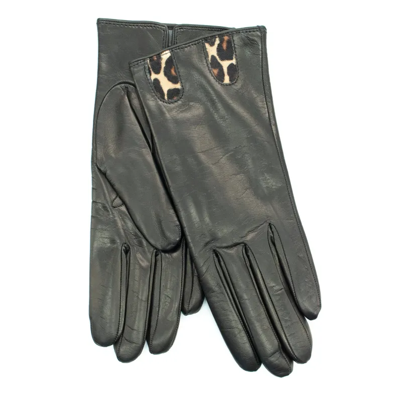 LEATHER GLOVES WITH ANIMALIER DETAIL sold by Portolano