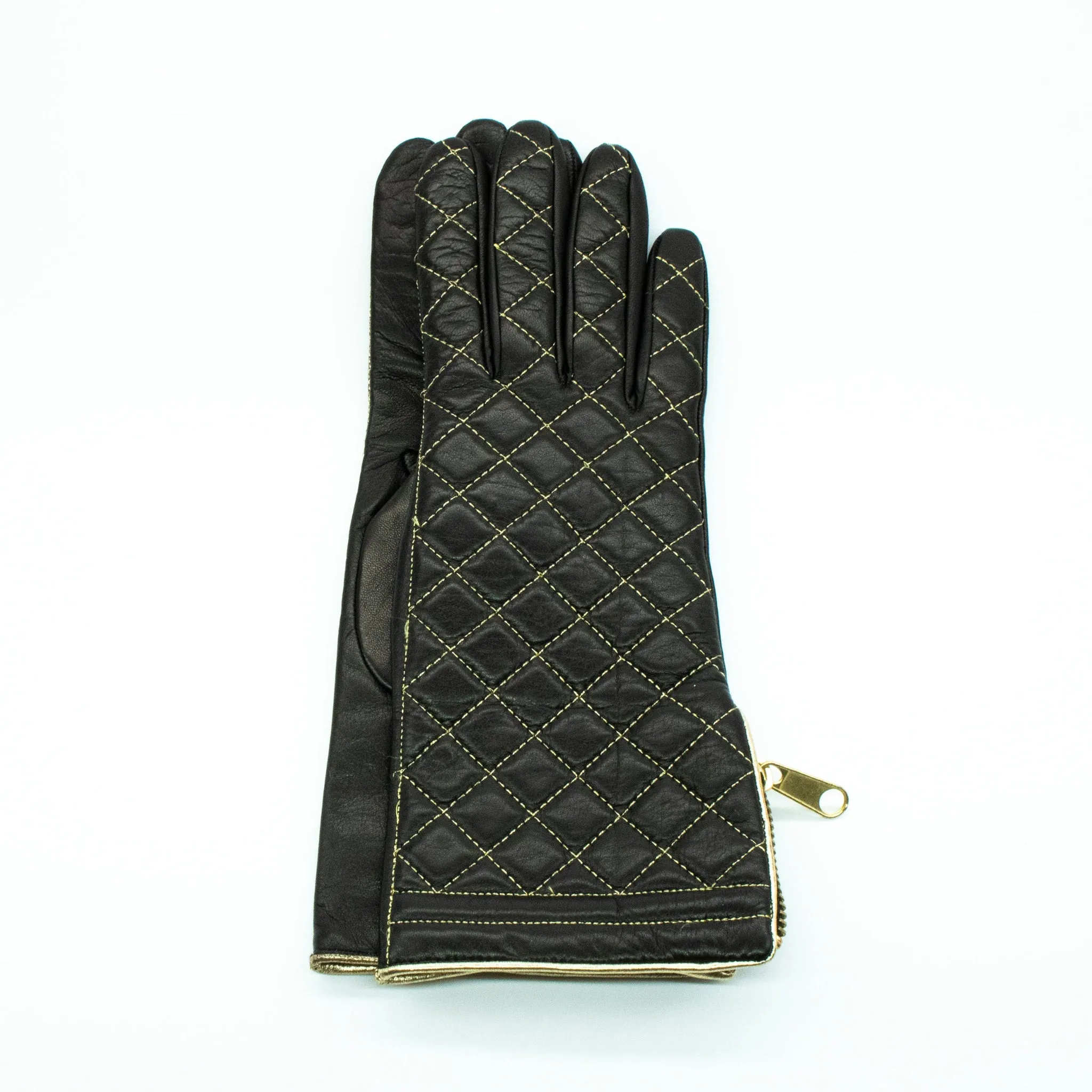 QUILTED LEATHER GLOVES WITH ZIPPER sold by Portolano product image thumbnail 3