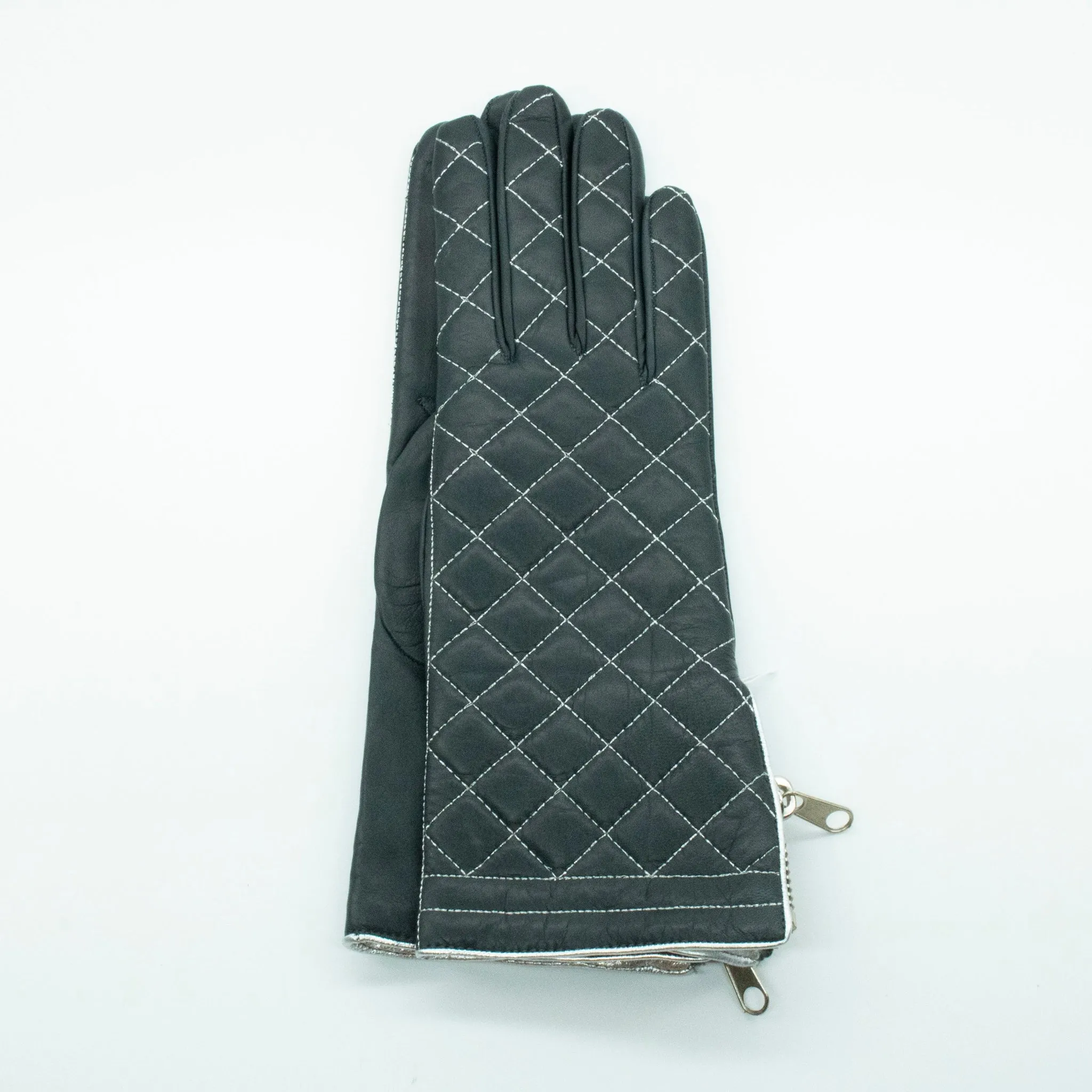 QUILTED LEATHER GLOVES WITH ZIPPER sold by Portolano product image thumbnail 4