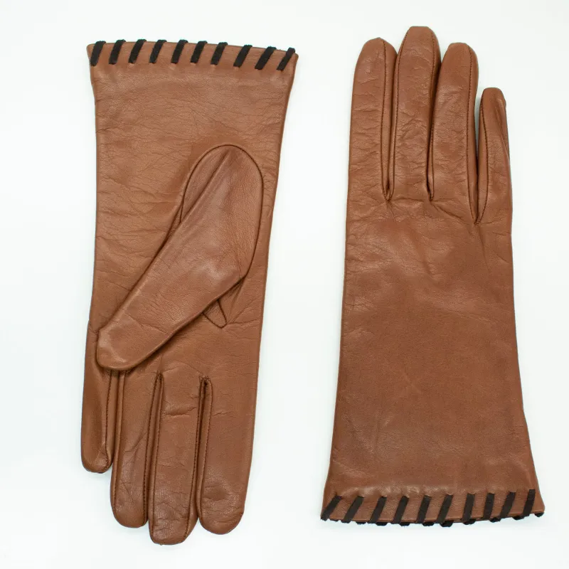 LEATHER GLOVE WITH SUEDE CONTRAST STITCH sold by Portolano