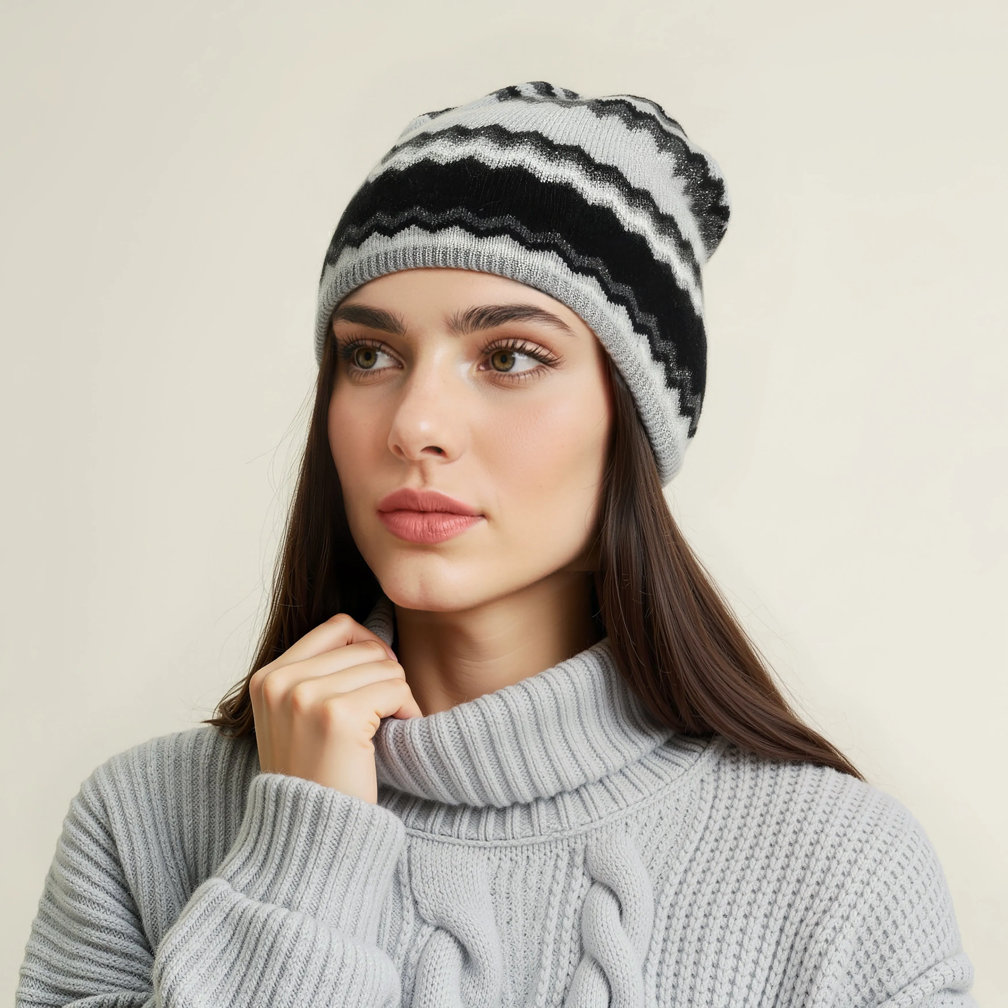 ZIG ZAG HAT WITH LUREX sold by Portolano