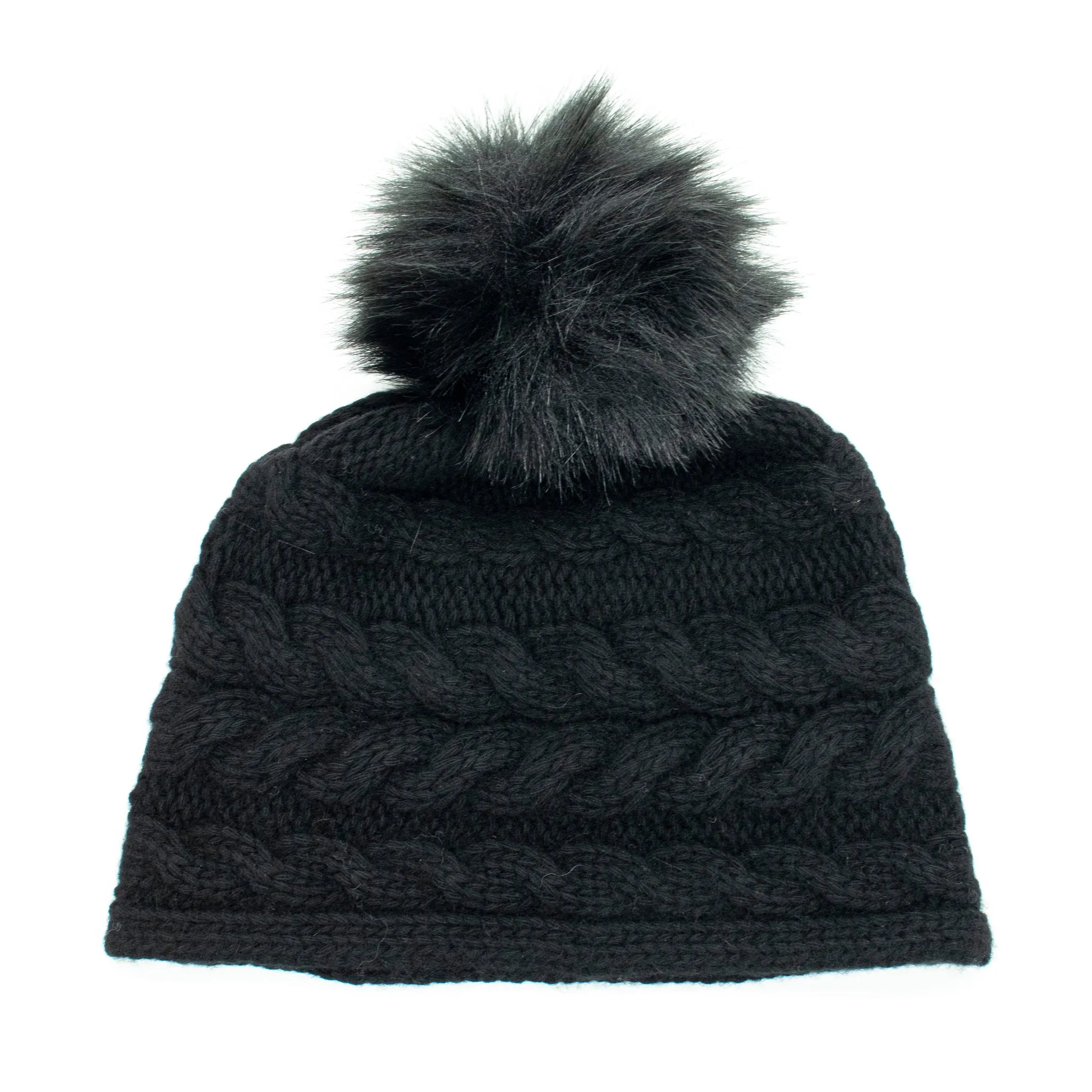 CASHMERE CHUNKY BEANIE IN CABLE DESIGN AND POM sold by Portolano product image thumbnail 4