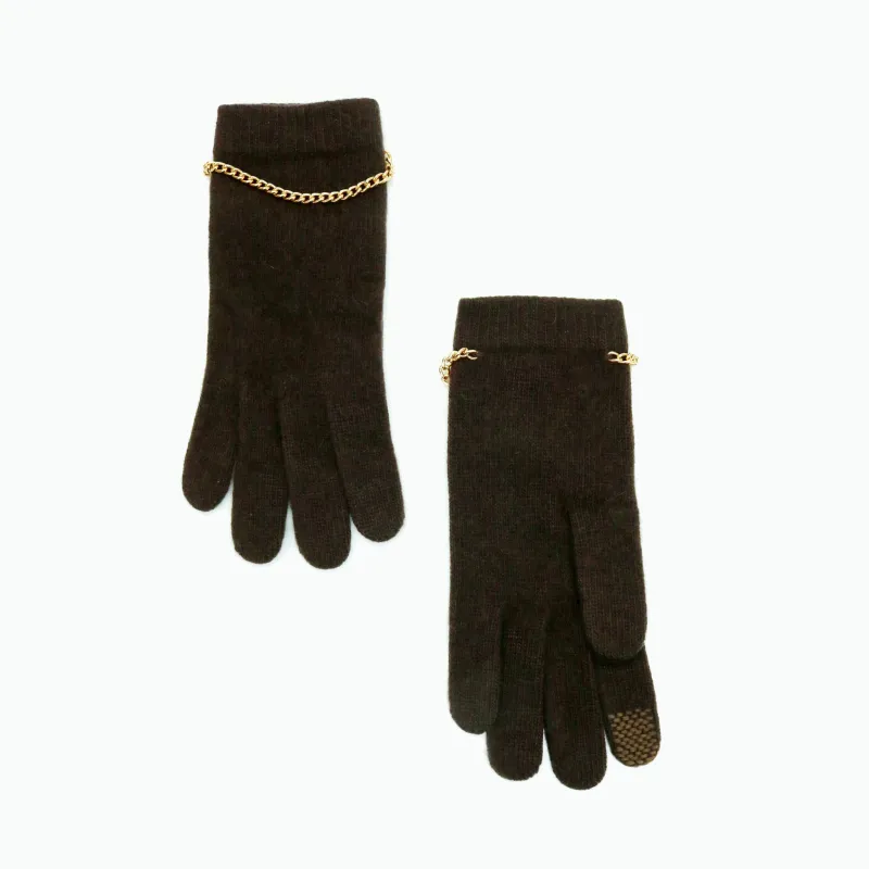 CASHMERE TECH GLOVES WITH CHAIN sold by Portolano
