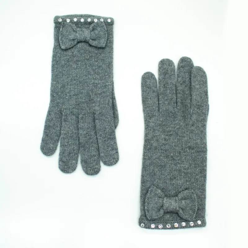GLOVES WITH BOWS & STONES made by Portolano