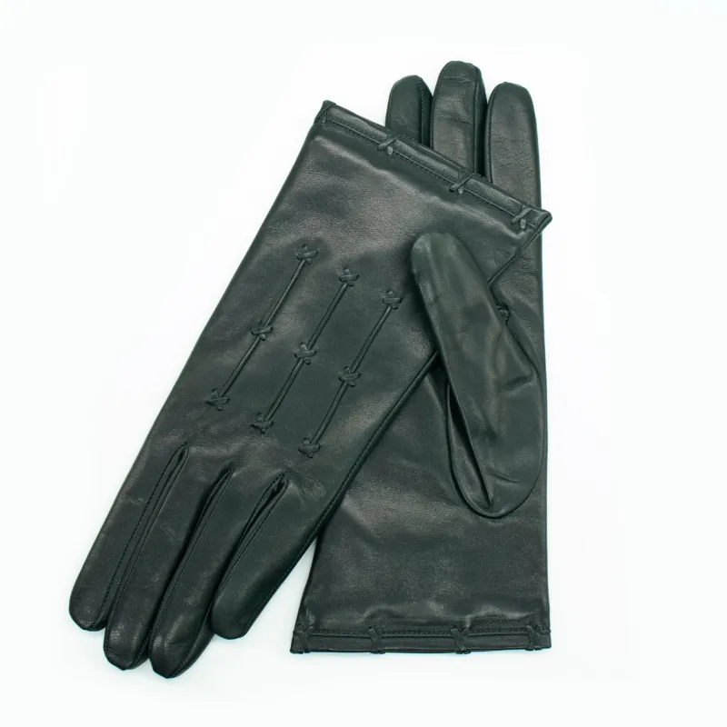 LEATHER GLOVE WITH CRISS CROSS DETAILS sold by Portolano