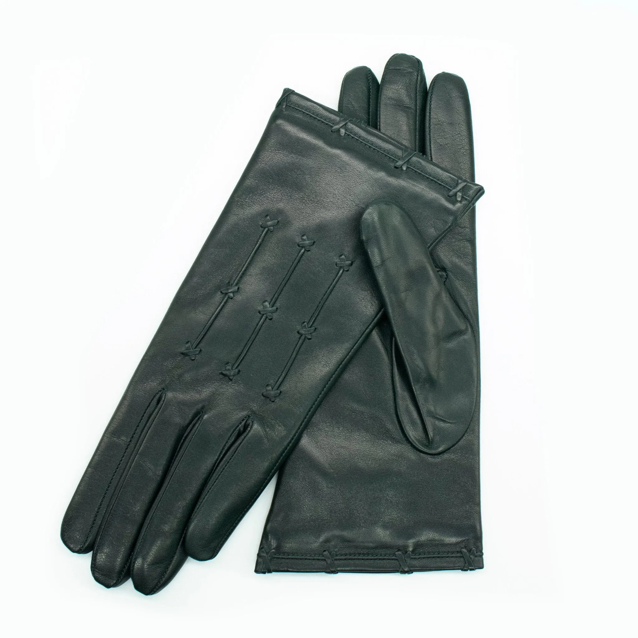 LEATHER GLOVE WITH CRISS CROSS DETAILS sold by Portolano