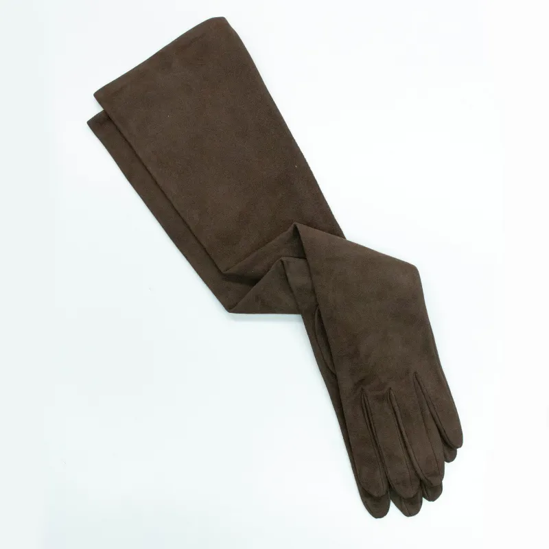 SUEDE OPERA LENGTH LEATHER GLOVES (19")- FLINT sold by Portolano