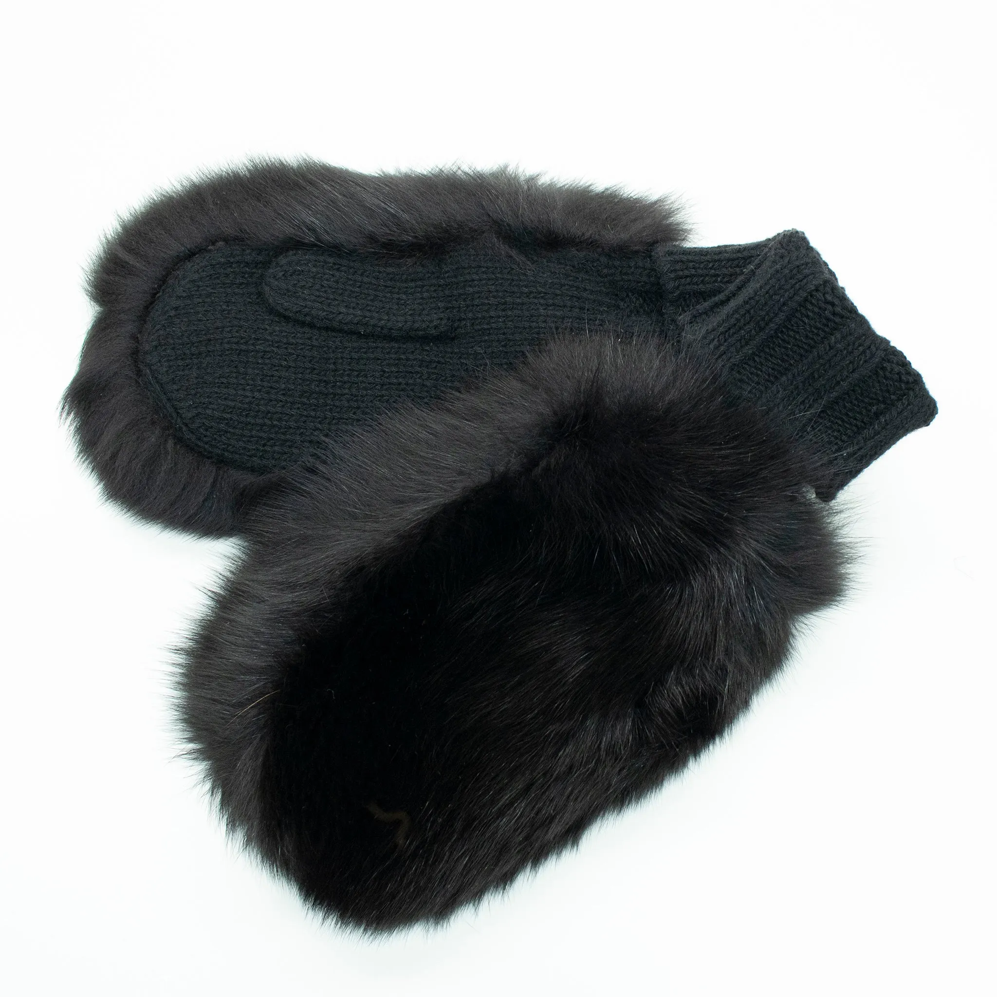 CASHMERE MITTEN WITH FUR TRIM sold by Portolano