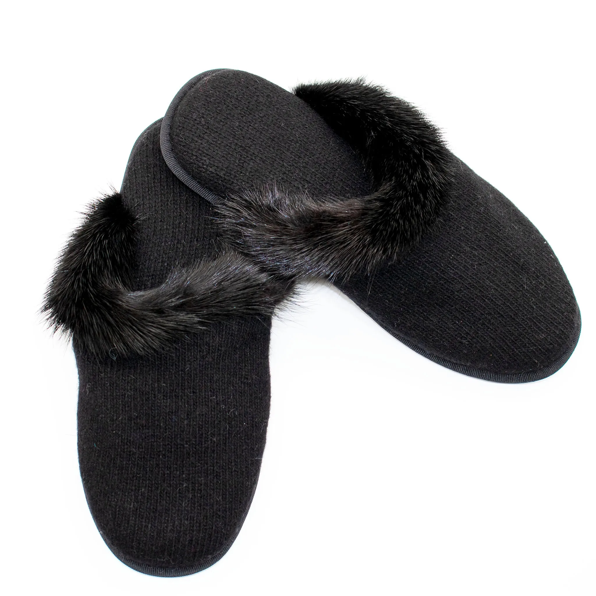 CASHMERE SLIPPERS WITH MINK TRIM sold by Portolano product image thumbnail 2