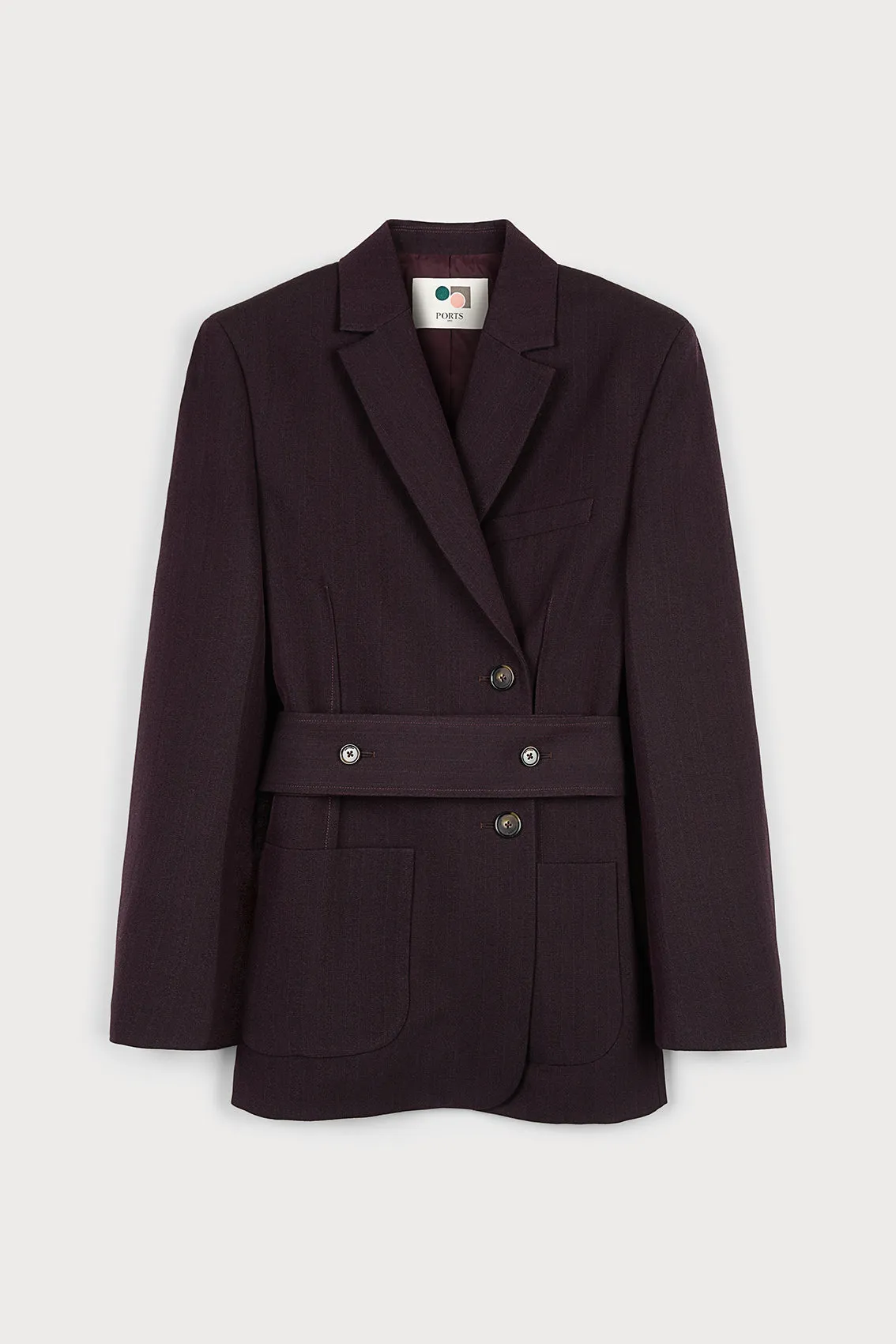 BURGUNDY BELTED BLAZER sold by Ports 1961